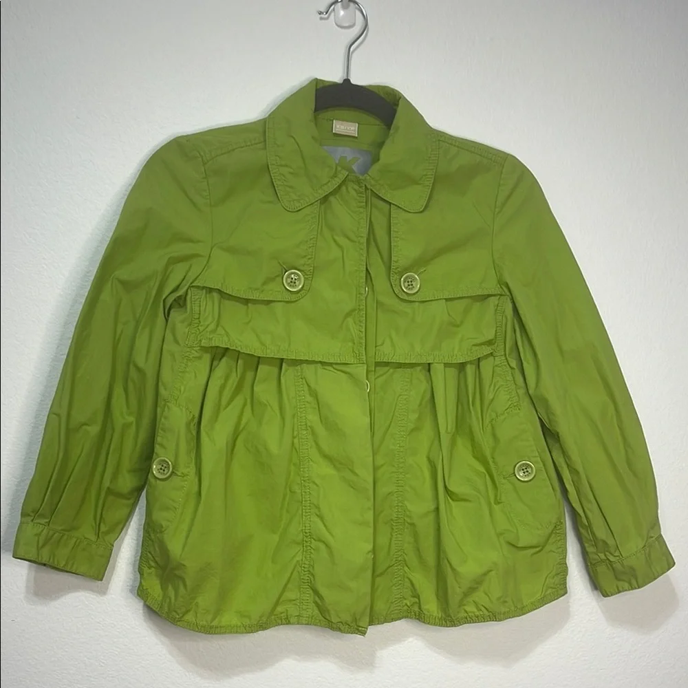 Michael Kors Button-Up Jacket Lime Green Size X-Small 100% cotton PTP 18”